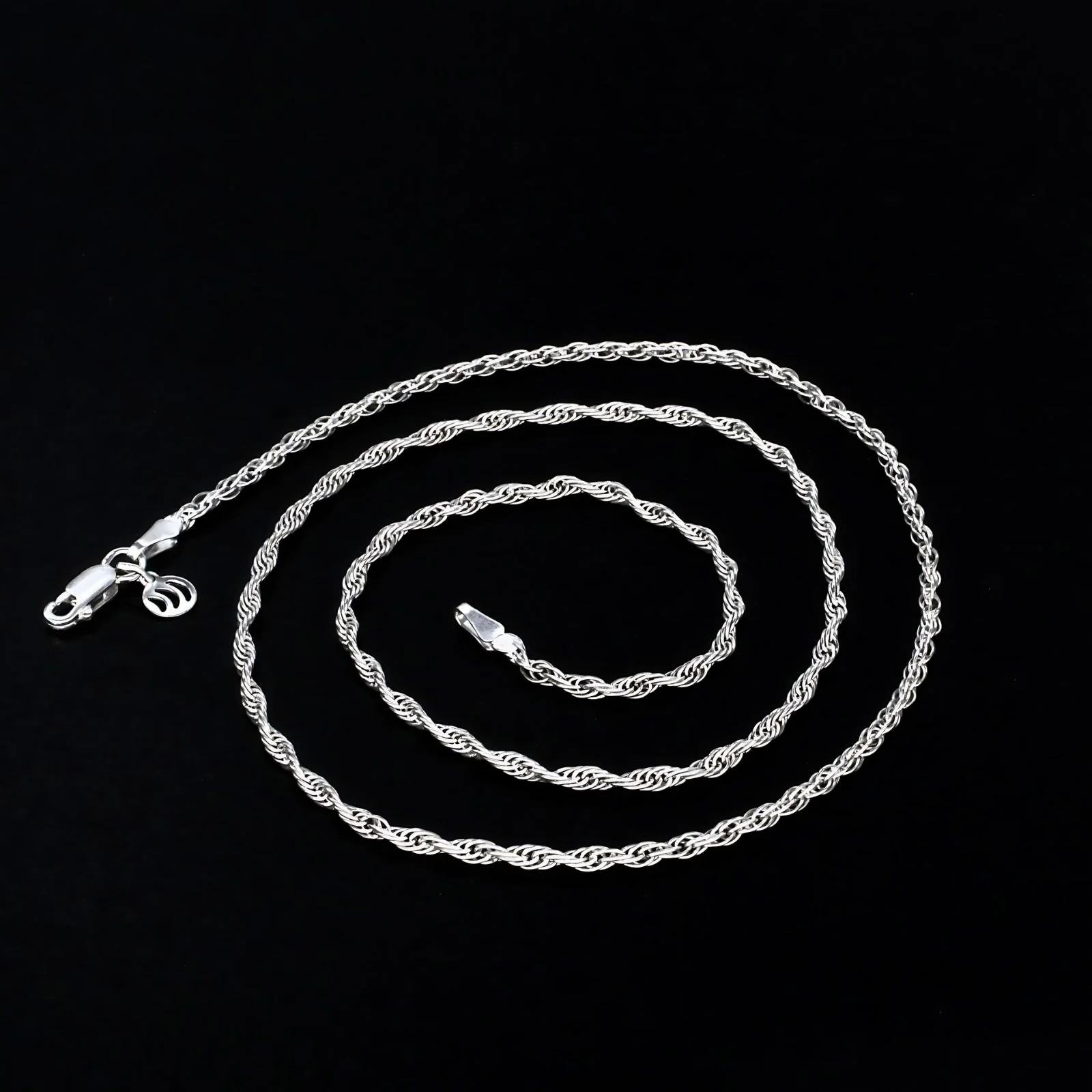 925 Real Sterling Silver Excellent rope design Neck chain 18" - Image 3
