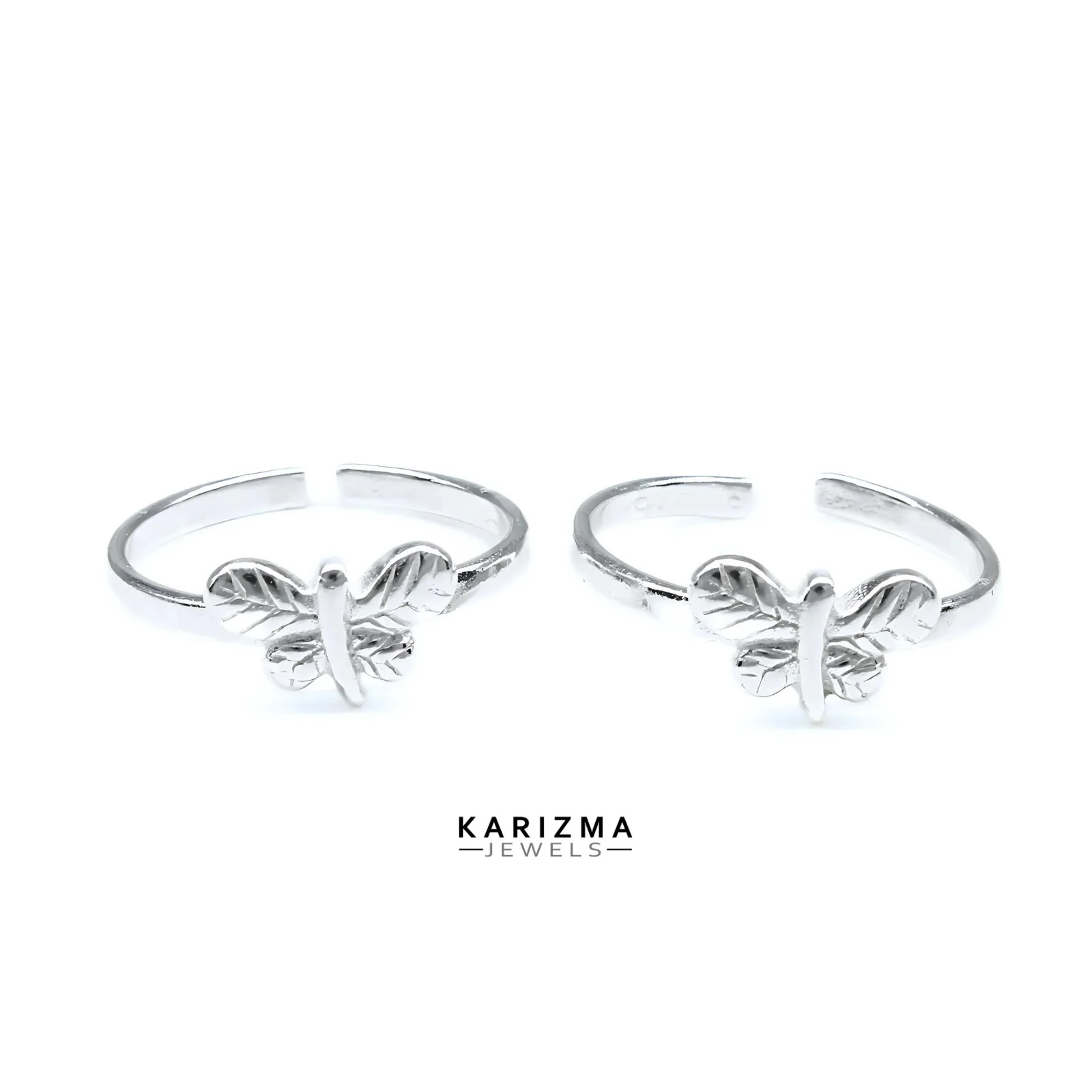 925 Real Sterling Silver Indian women Stylish Butterfly Toe Ring - Pair - Image 4