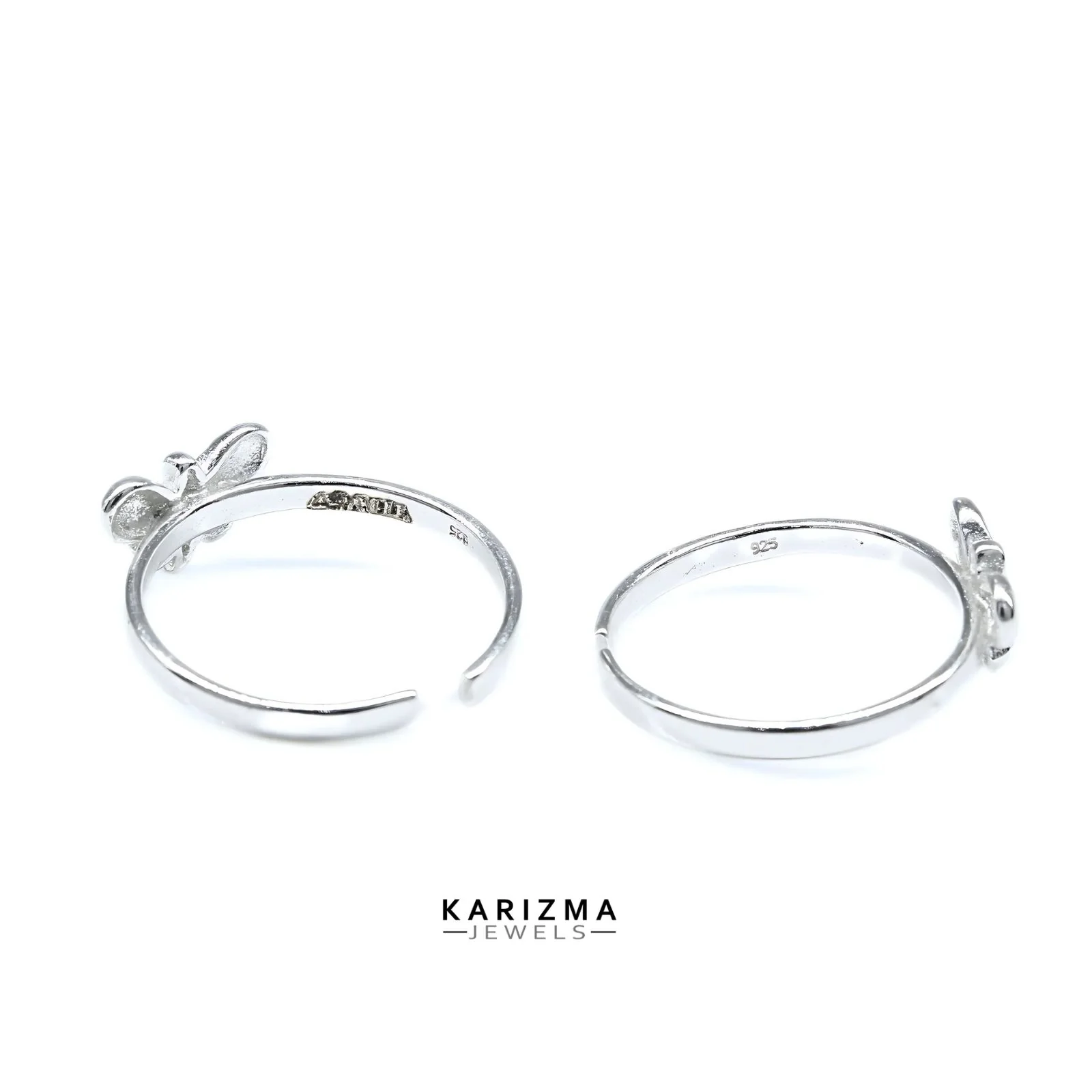 925 Real Sterling Silver Indian women Stylish Butterfly Toe Ring - Pair - Image 5