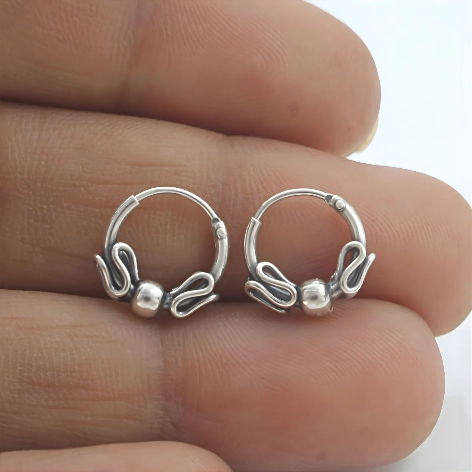 925 Real Sterling Silver Oxidized Twisted design hoop earrings for Girls - Pair - Image 4
