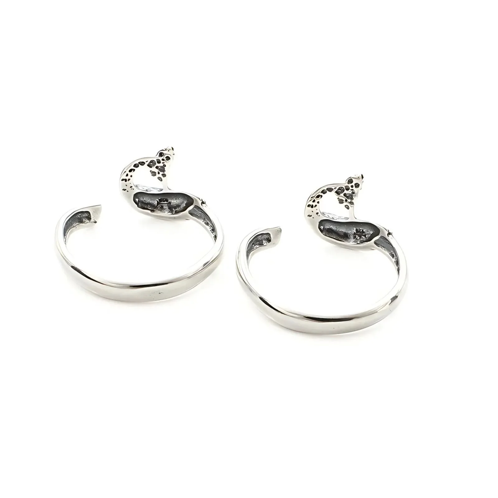 925 Real Sterling Silver women Oxidized  Peacock Pattern Toe Ring - Pair - Image 4