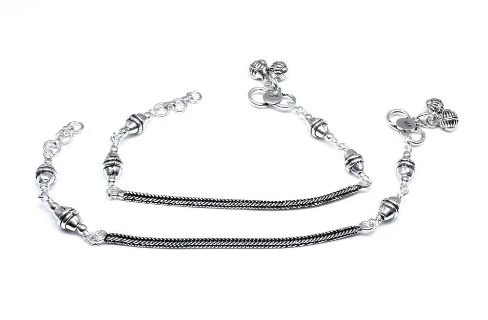 925 Silver Jewelry Kids Anklets Ankle chain foot baby Bracelet 6.5 in - Image 3