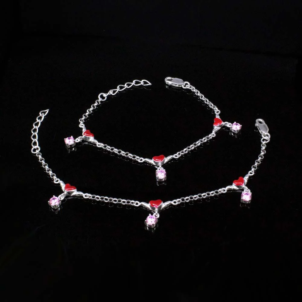 925 Silver Jewelry Kids Heart Shape Anklets Ankle chain foot baby Bracelet 5.5