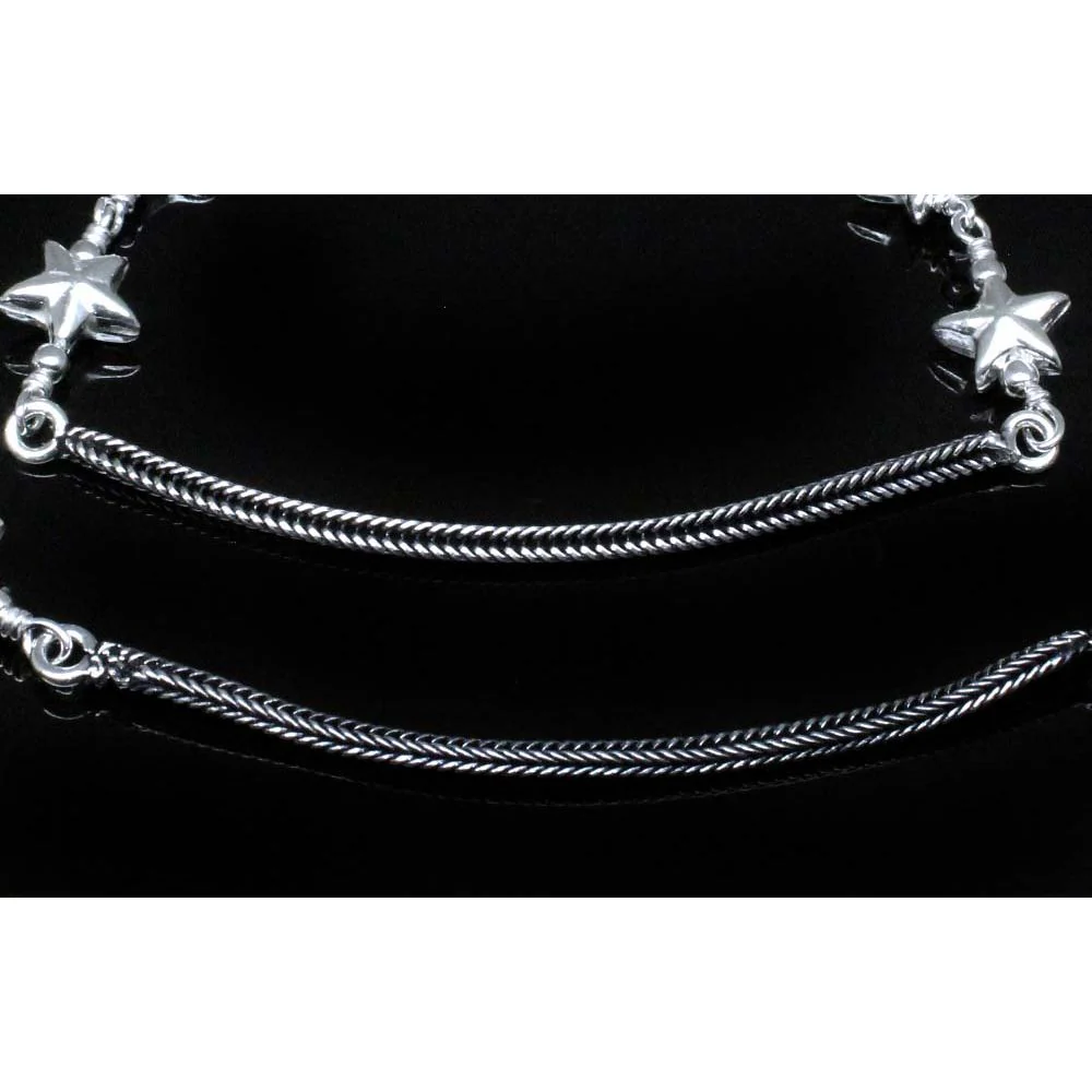 925 Silver Jewelry Kids Star Anklets Ankle chain foot baby Bracelet 6.5 in - Image 3