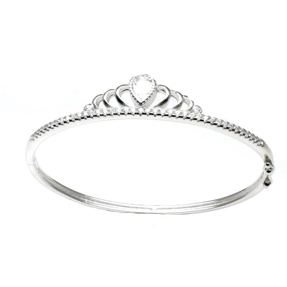 925 Sterling Silver Bangle Bracelet CZ open-able