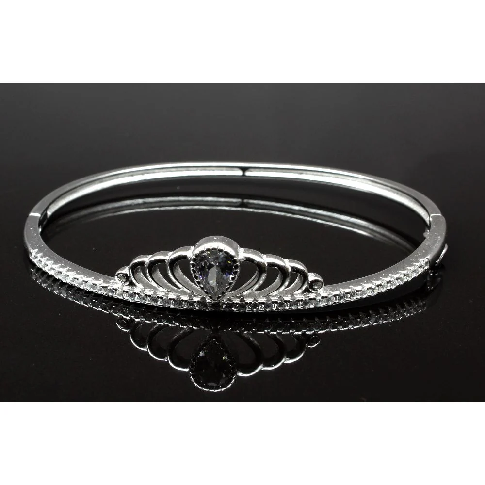 925 Sterling Silver Bangle Bracelet CZ open-able - Image 2