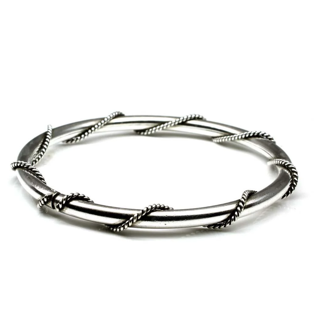 925 Sterling Silver Bangle Hollow Kids Children Bracelet 4.5Cm