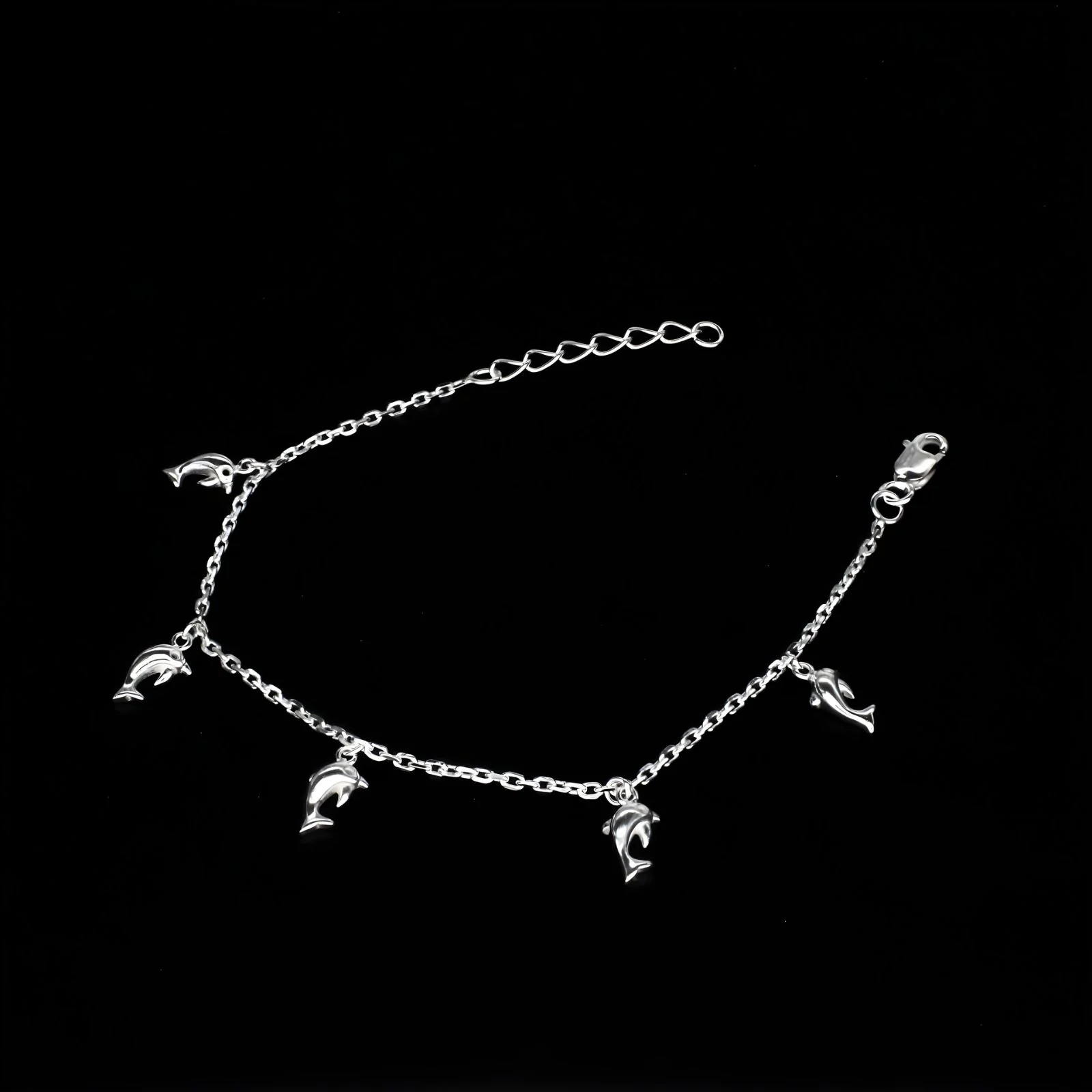 925 Sterling Silver Elegant Dolphin charms adjustable cable chain Bracelet for Girls - Image 3