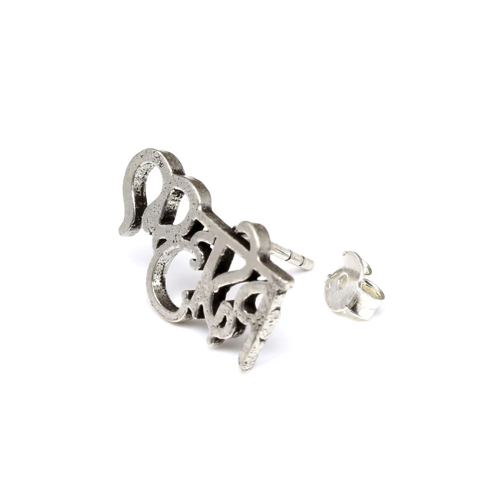 925 Sterling Silver God Mahadev cut through Stud earring for Men - single