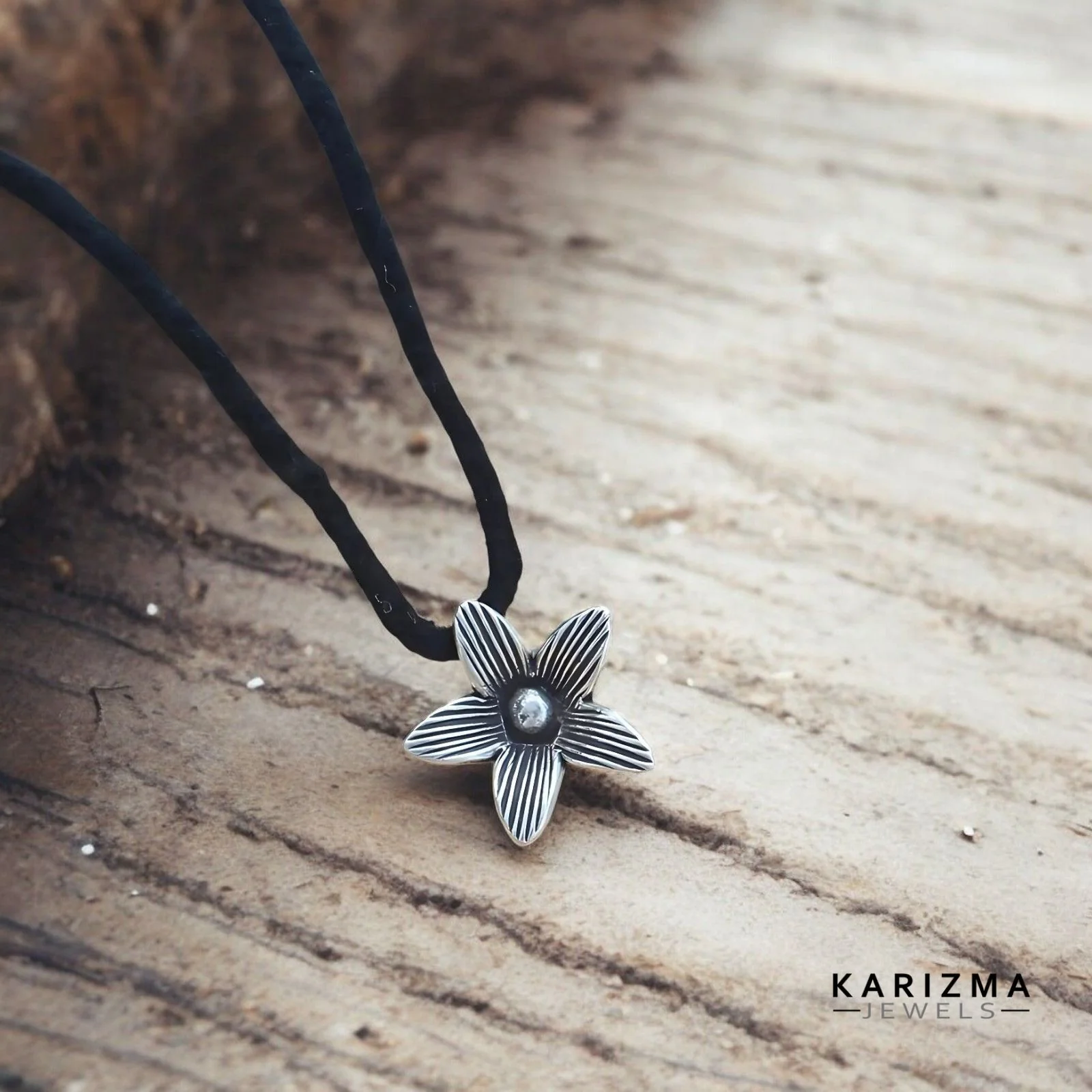 925 Sterling Silver handmade flower charm Oxidized Pendant for Women & Girl's