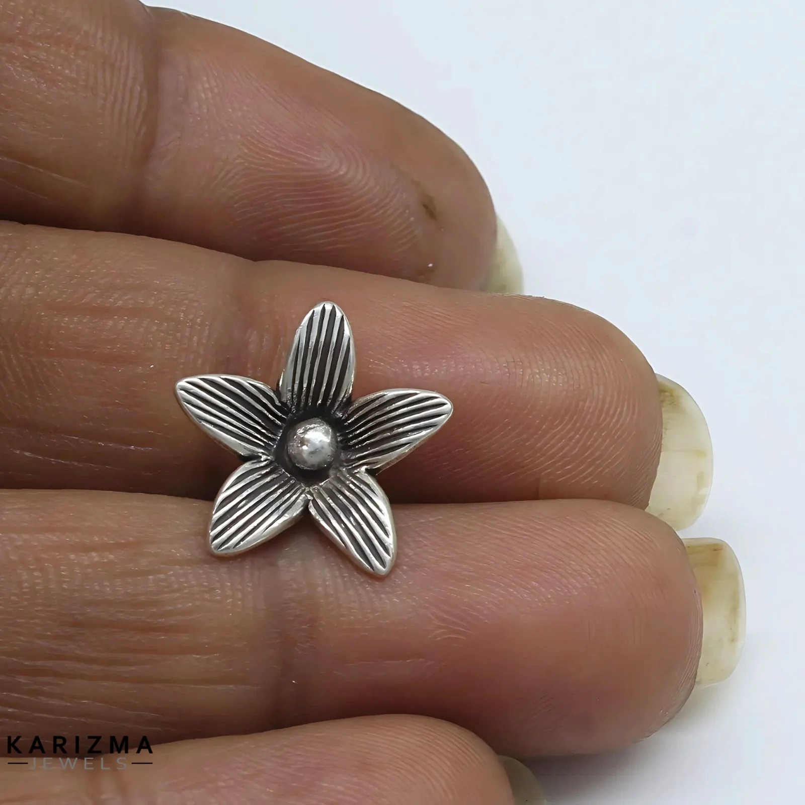 925 Sterling Silver handmade flower charm Oxidized Pendant for Women & Girl's - Image 3