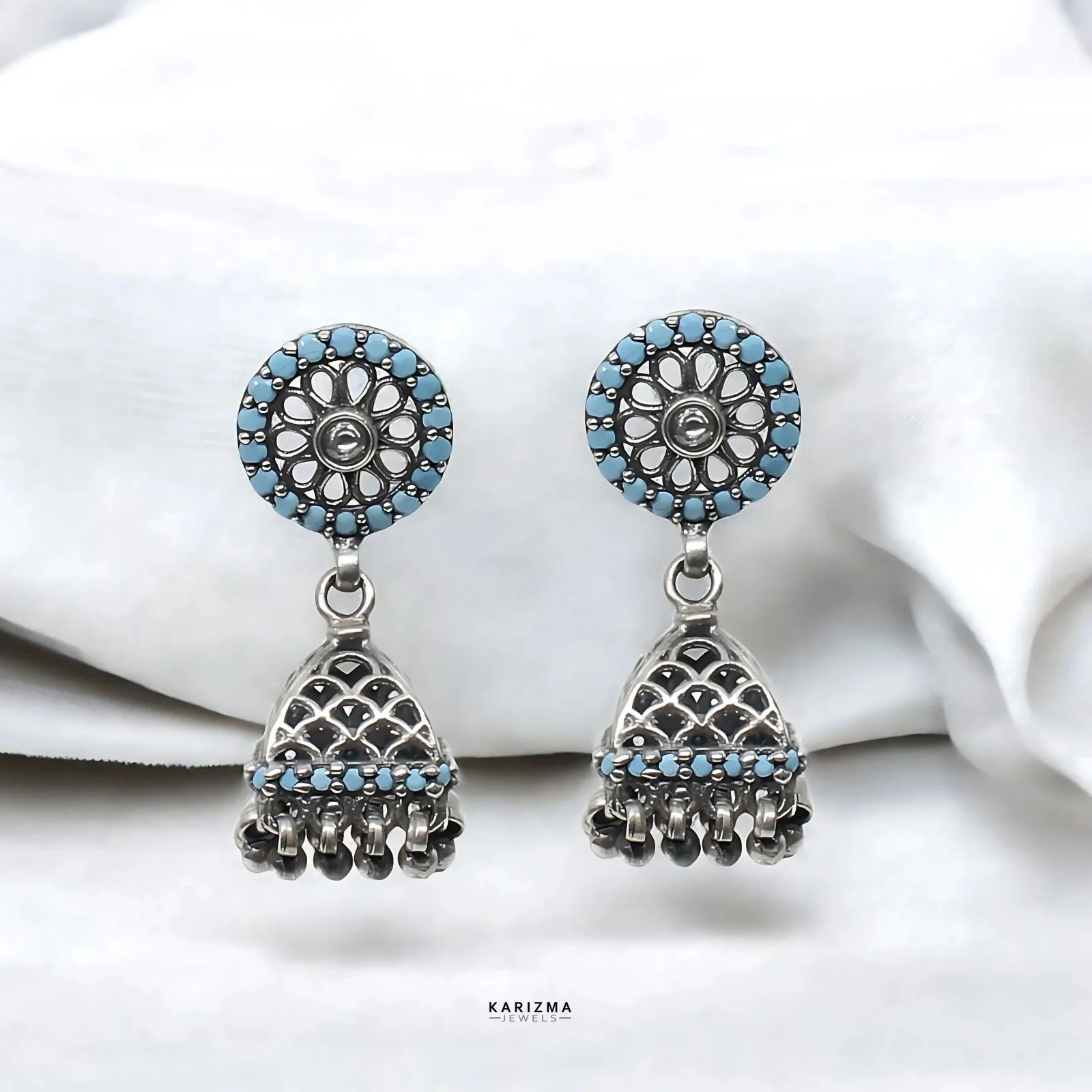 925 Sterling Silver handmade Oxidized Excellent gifting Dangle Jhumki Women Earrings