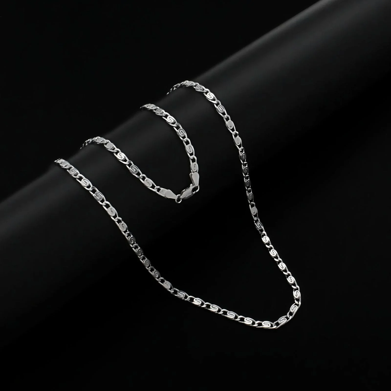 925 Sterling Silver Indian party wear Unisex JALEBI DESIGN Neck Chain 22" - Image 2