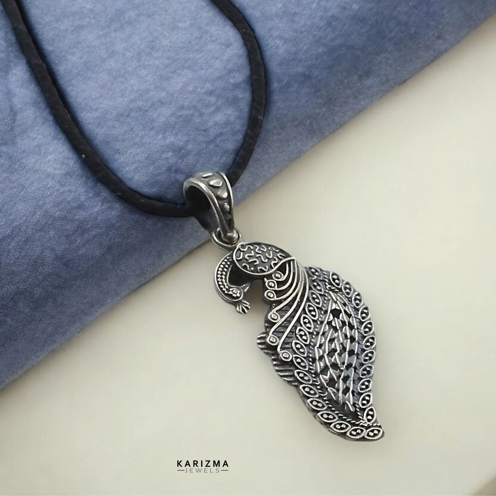 925 Sterling Silver Oxidized women Peacock Silver Pendant - Image 2