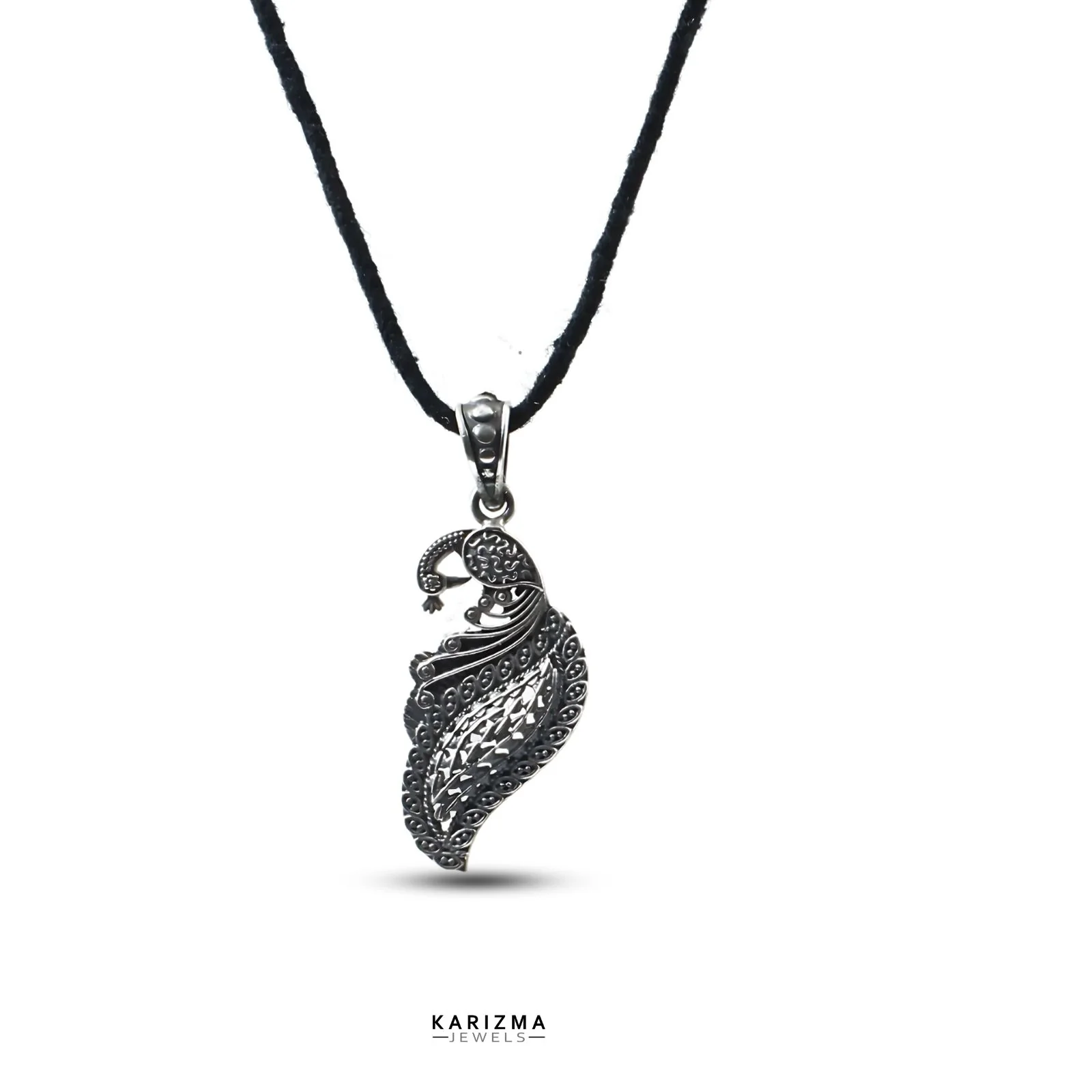 925 Sterling Silver Oxidized women Peacock Silver Pendant - Image 3