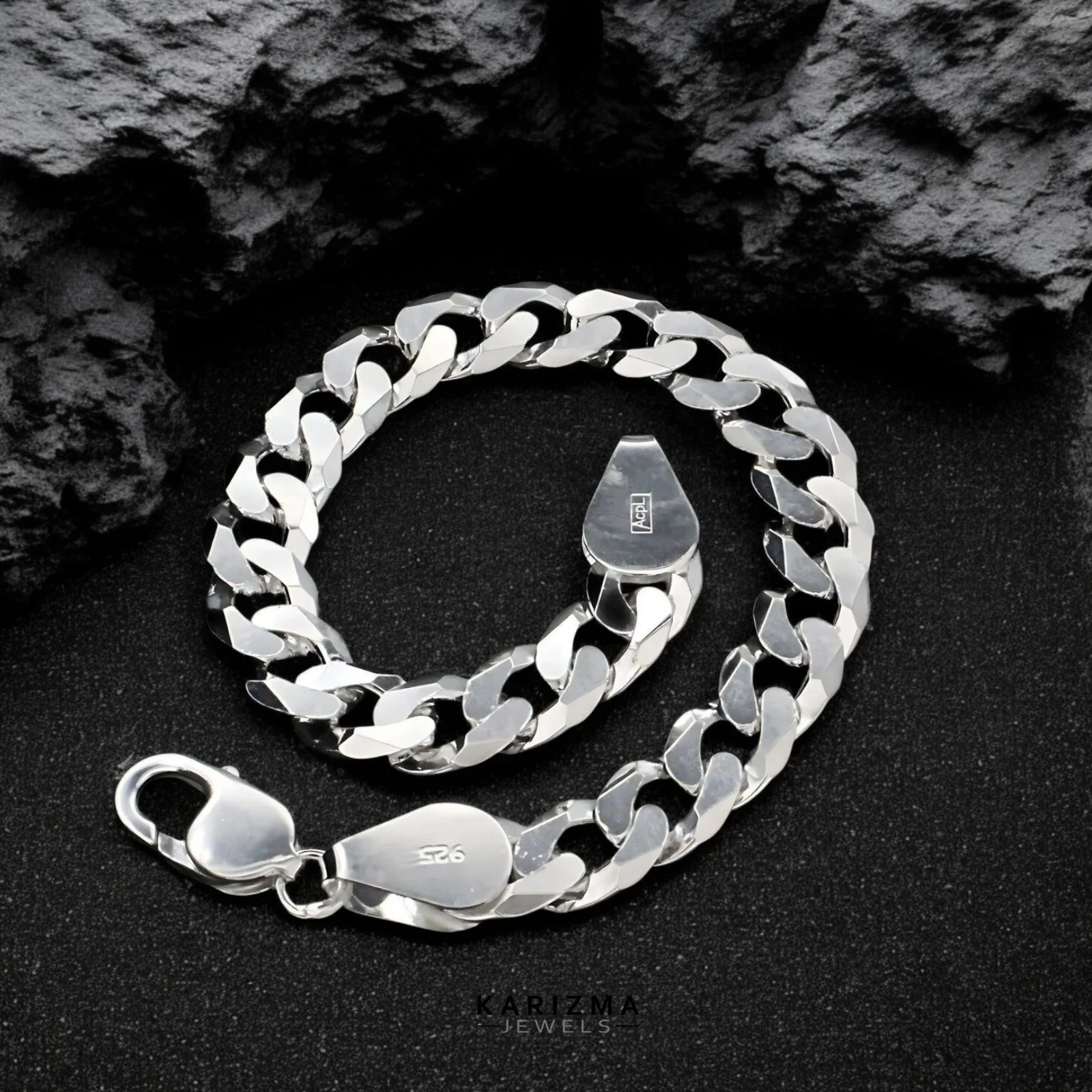 925 Sterling Silver regular style Cuban Link Men's Chain Bracelet 8.5"