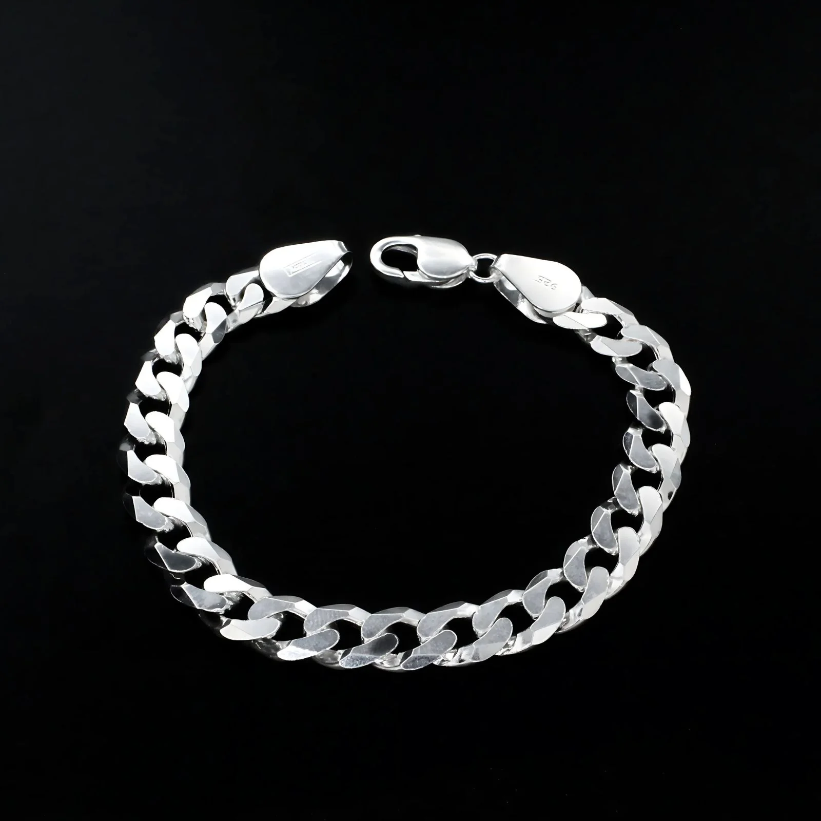 925 Sterling Silver regular style Cuban Link Men's Chain Bracelet 8.5" - Image 2