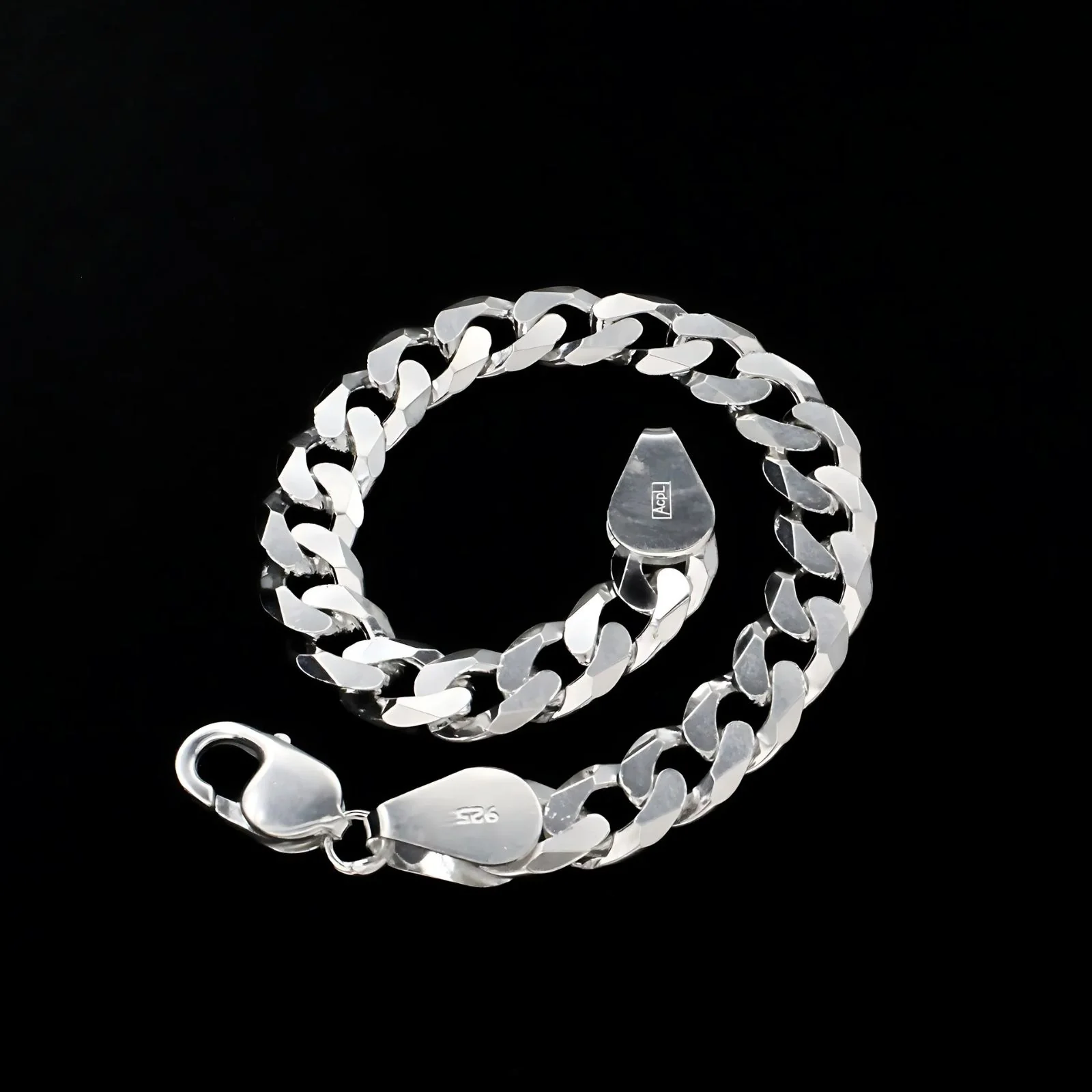 925 Sterling Silver regular style Cuban Link Men's Chain Bracelet 8.5" - Image 3