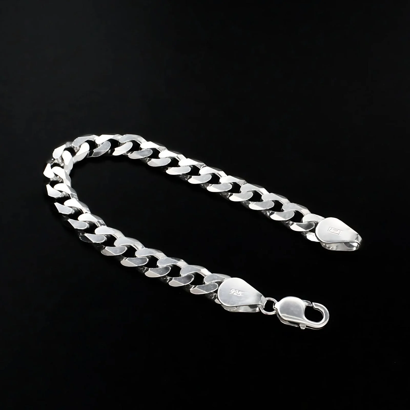 925 Sterling Silver regular style Cuban Link Men's Chain Bracelet 8.5" - Image 4