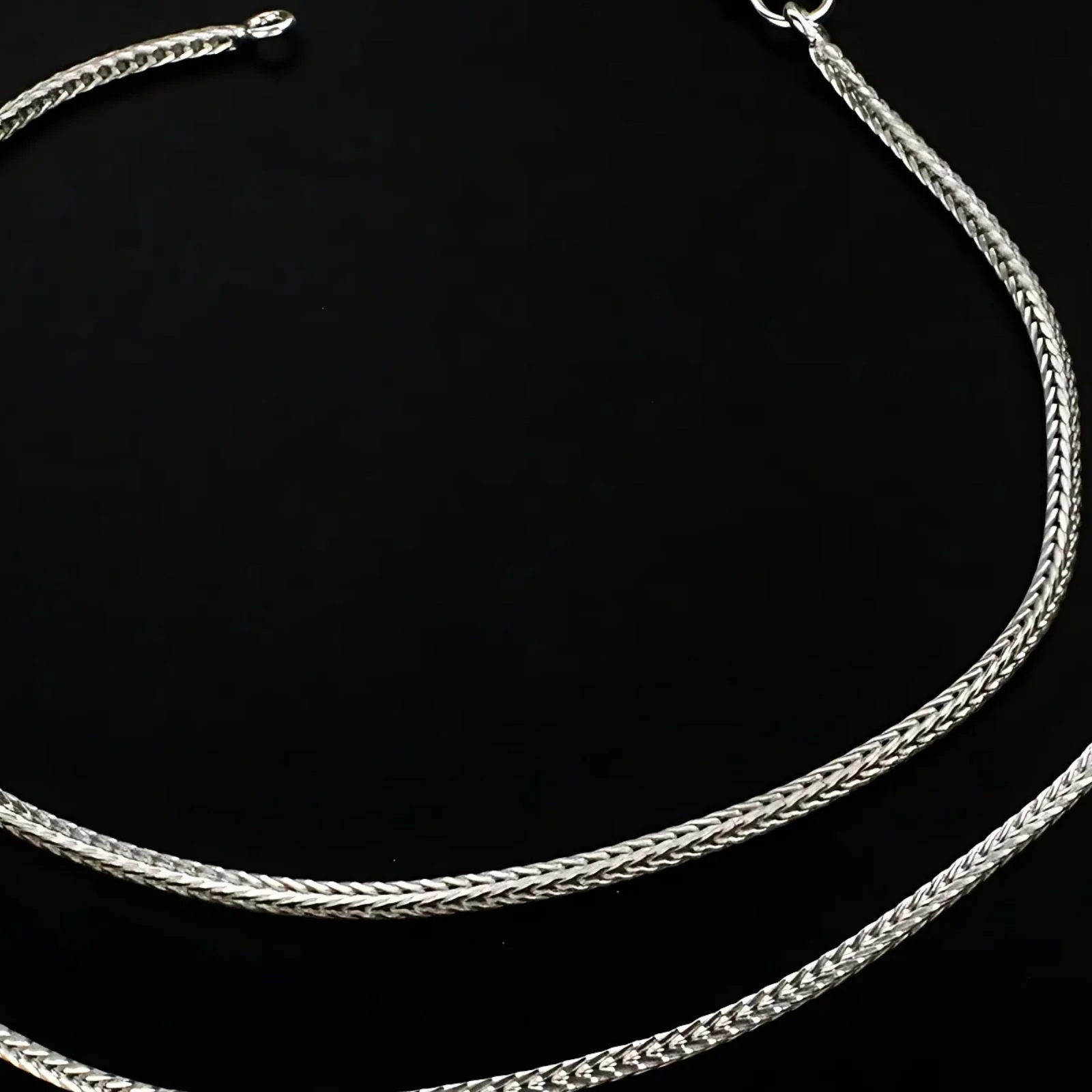 925 Sterling Silver women handmade foxtail Chain Anklet Pair 9.8" - Image 3