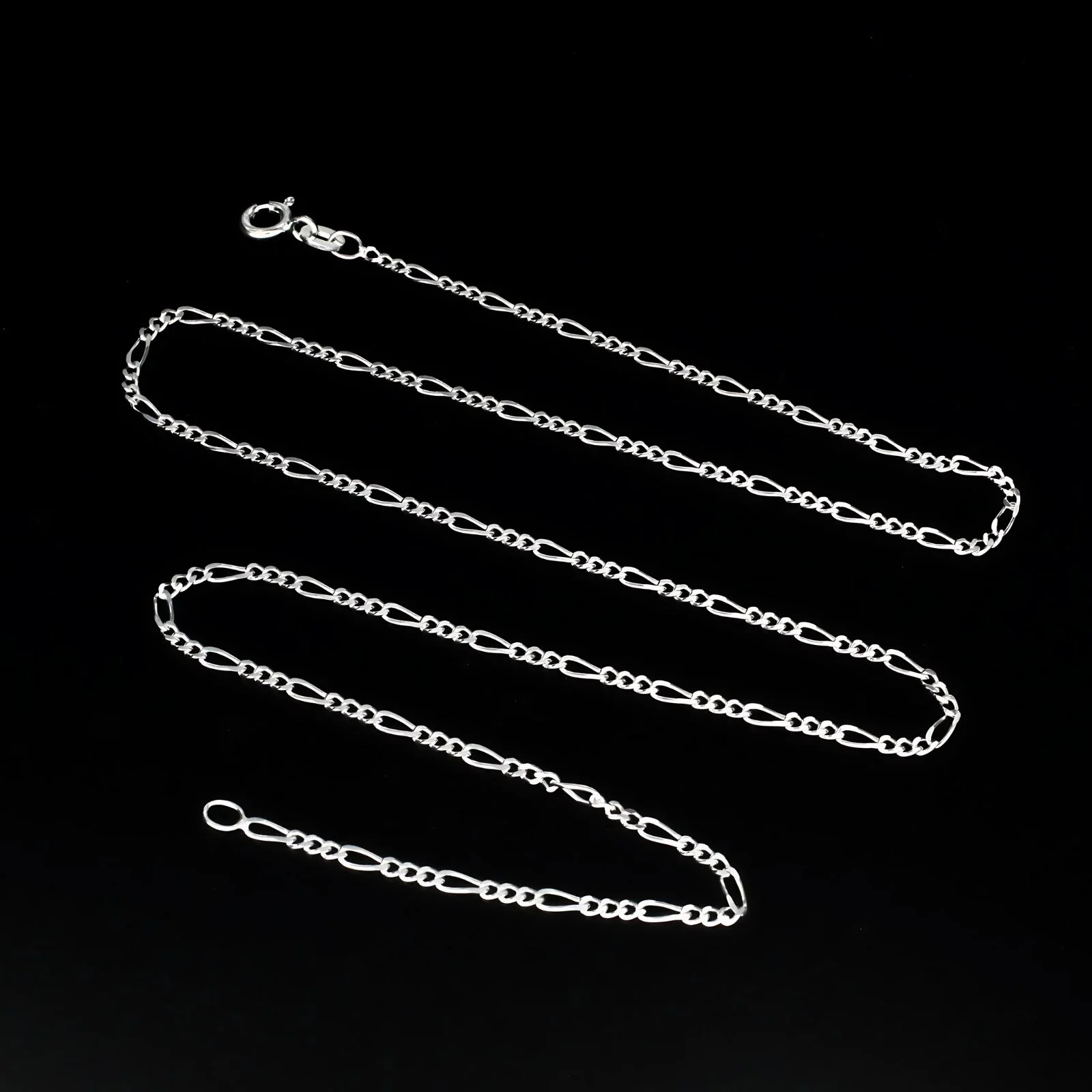 925 Sterling Silver women light weight figaro Neck chain 18" - Image 4