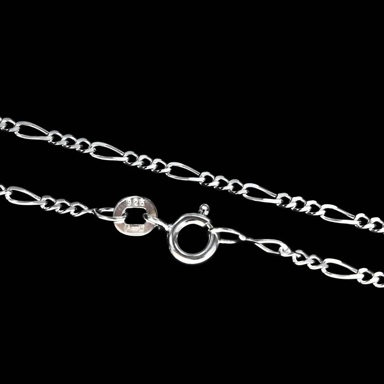925 Sterling Silver women light weight figaro Neck chain 18" - Image 5