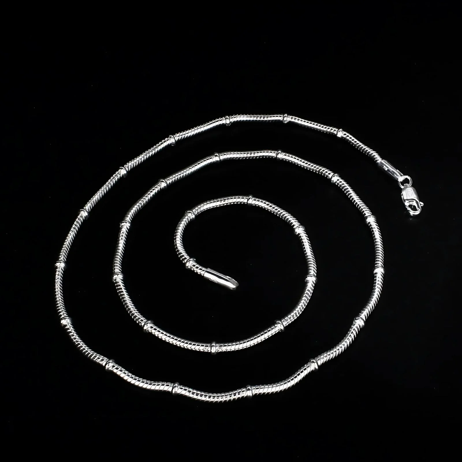 925 Sterling Silver women Snake Balled Neck chain 20" - Image 3