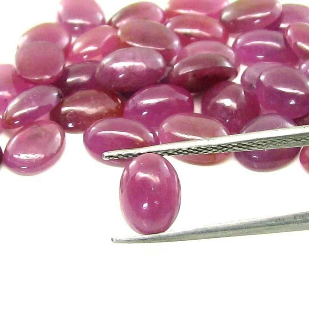 98.5Ct 76pc Lot Natural Ruby Oval Cabochone Translucent Gemstones - Image 3
