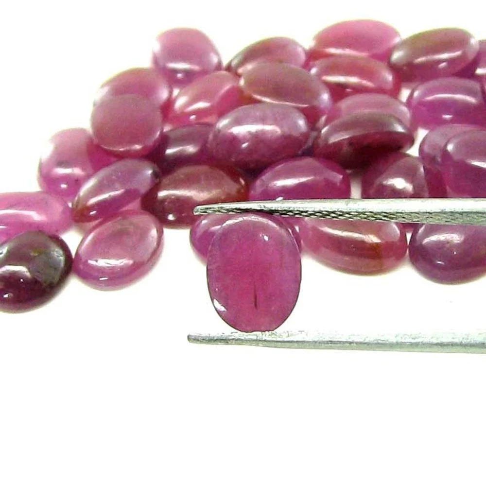 98.5Ct 76pc Lot Natural Ruby Oval Cabochone Translucent Gemstones - Image 4