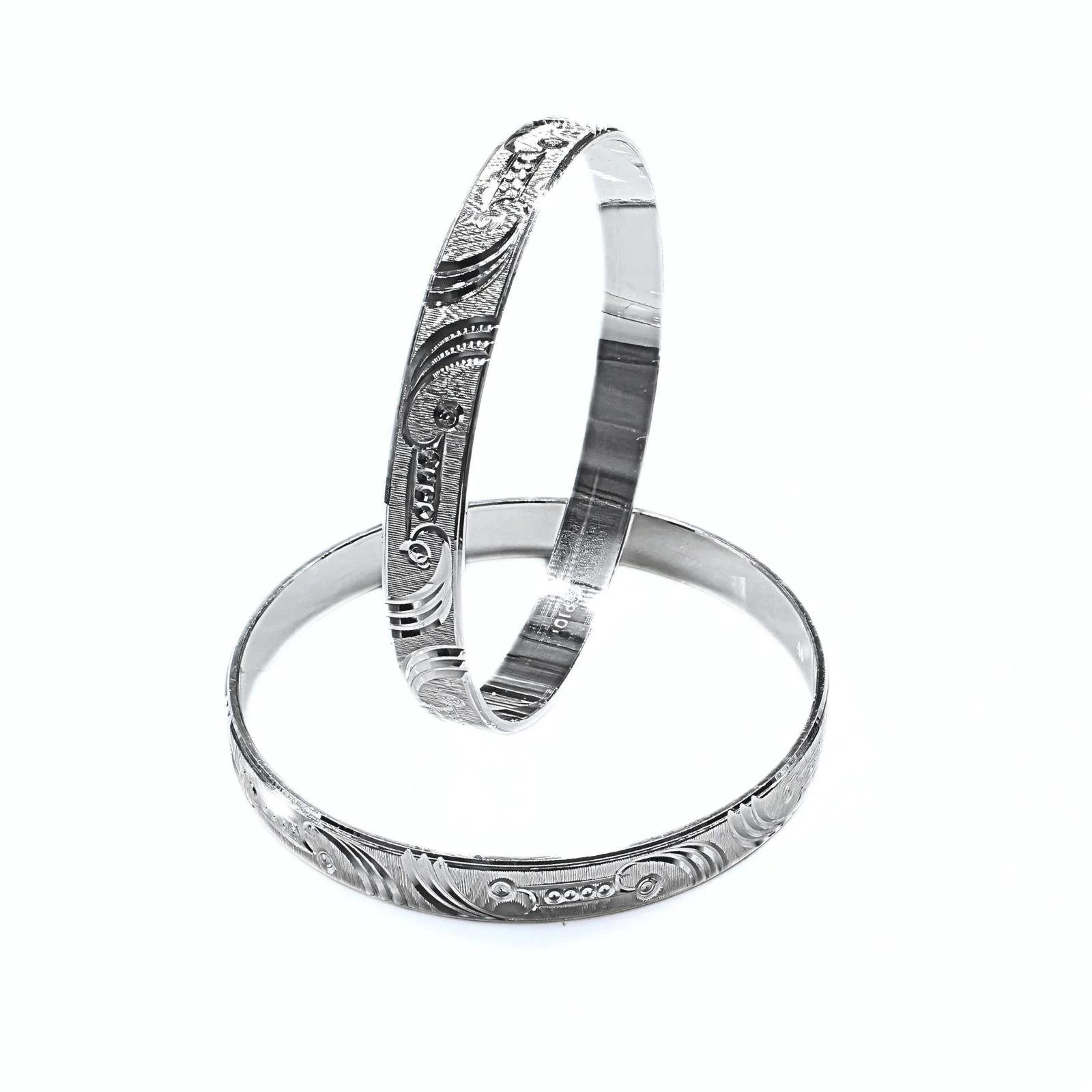 990 Real Silver Women Cultural design Bangles Bracelet (Kangan)- Pair - Image 3