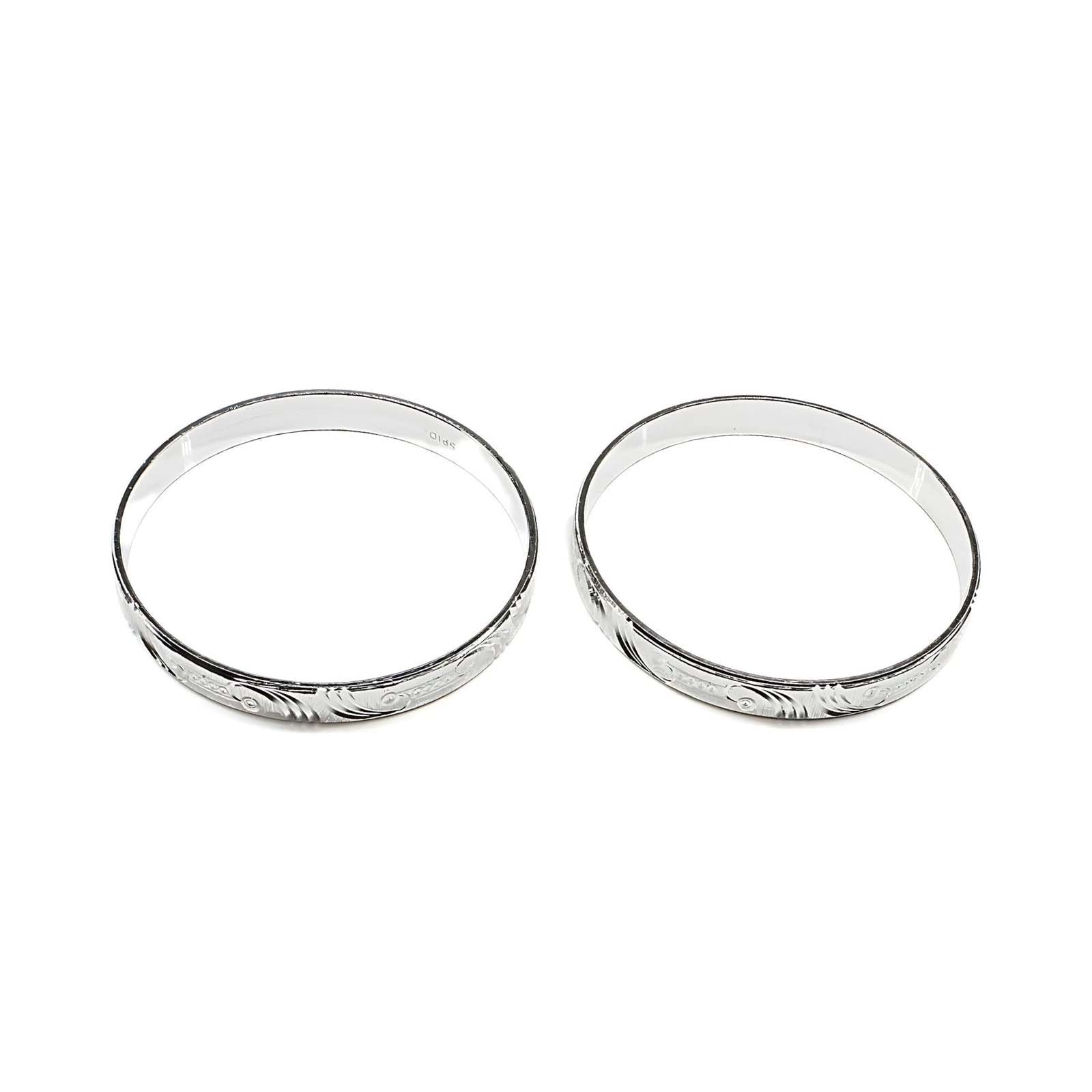 990 Real Silver Women Cultural design Bangles Bracelet (Kangan)- Pair - Image 4