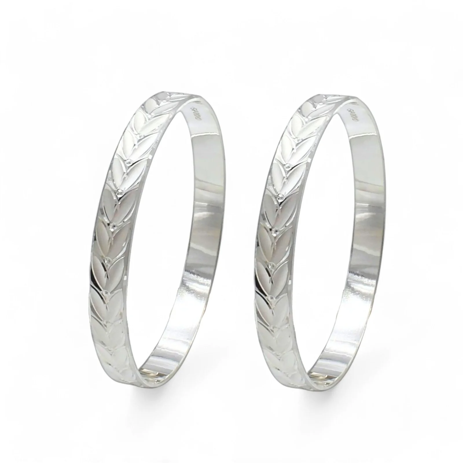 990 Real Sterling Silver Women Leaf design party wear Bangles Bracelet (Kangan) Pair - 6.3 CM - Image 5