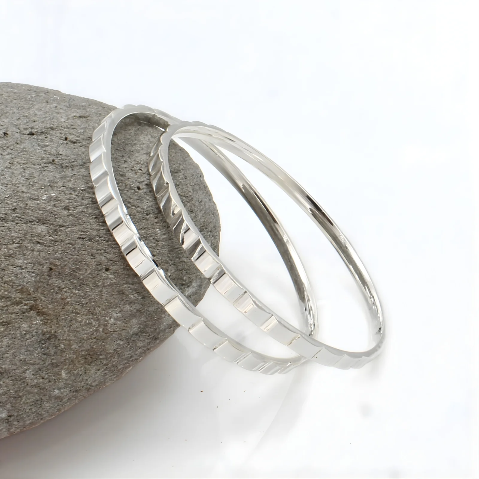 999 Pure Silver women Tills Cutting Design Bangles Bracelet (Kangan) Pair - 5.8 CM