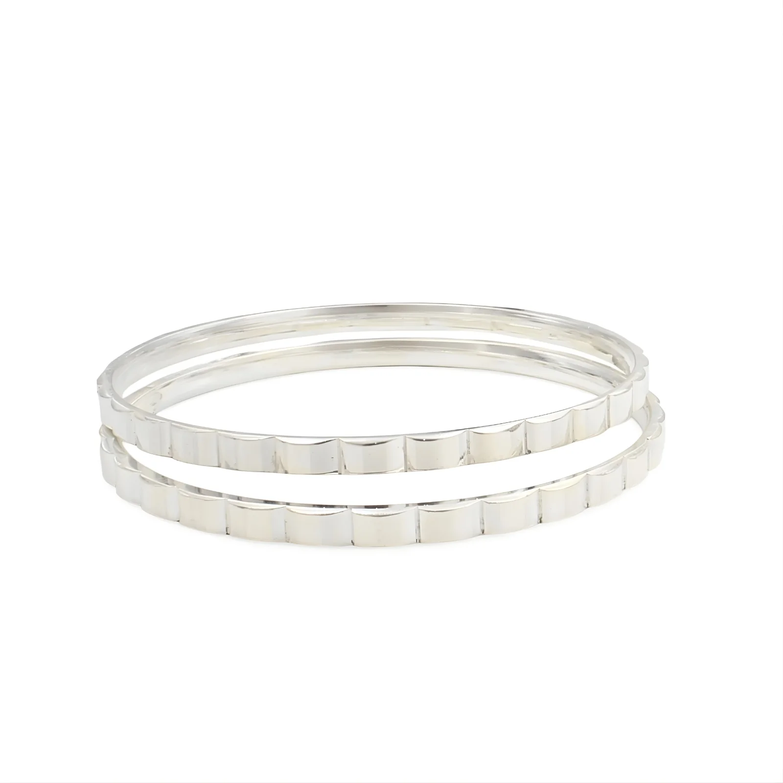 999 Pure Silver women Tills Cutting Design Bangles Bracelet (Kangan) Pair - 5.8 CM - Image 3