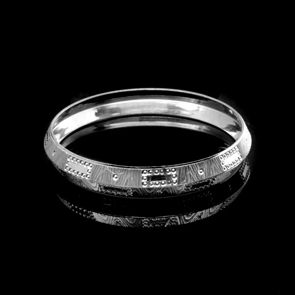 999 Sterling Silver Men's Bangle pure silver Bracelet - Image 2