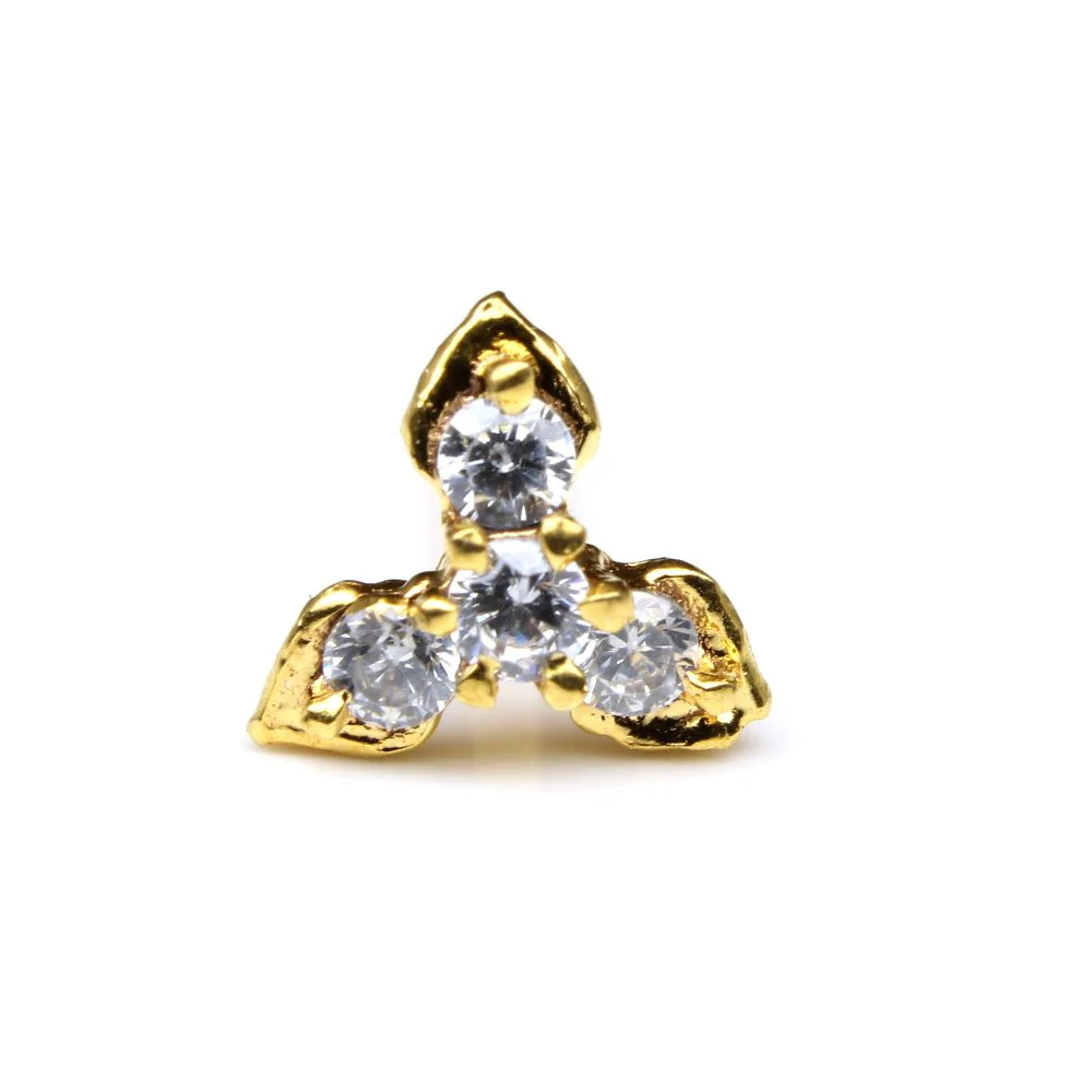 Alluring triple stone nose pin
