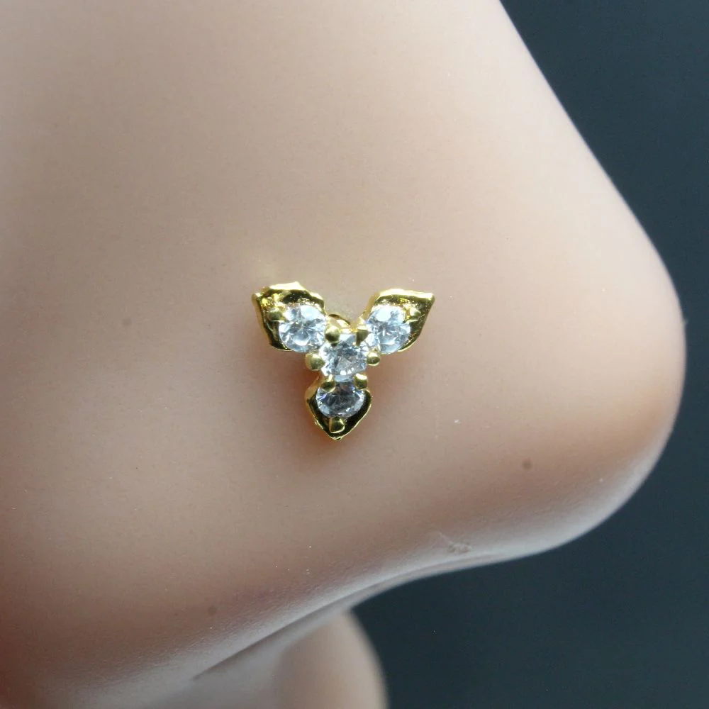 Alluring triple stone nose pin - Image 2