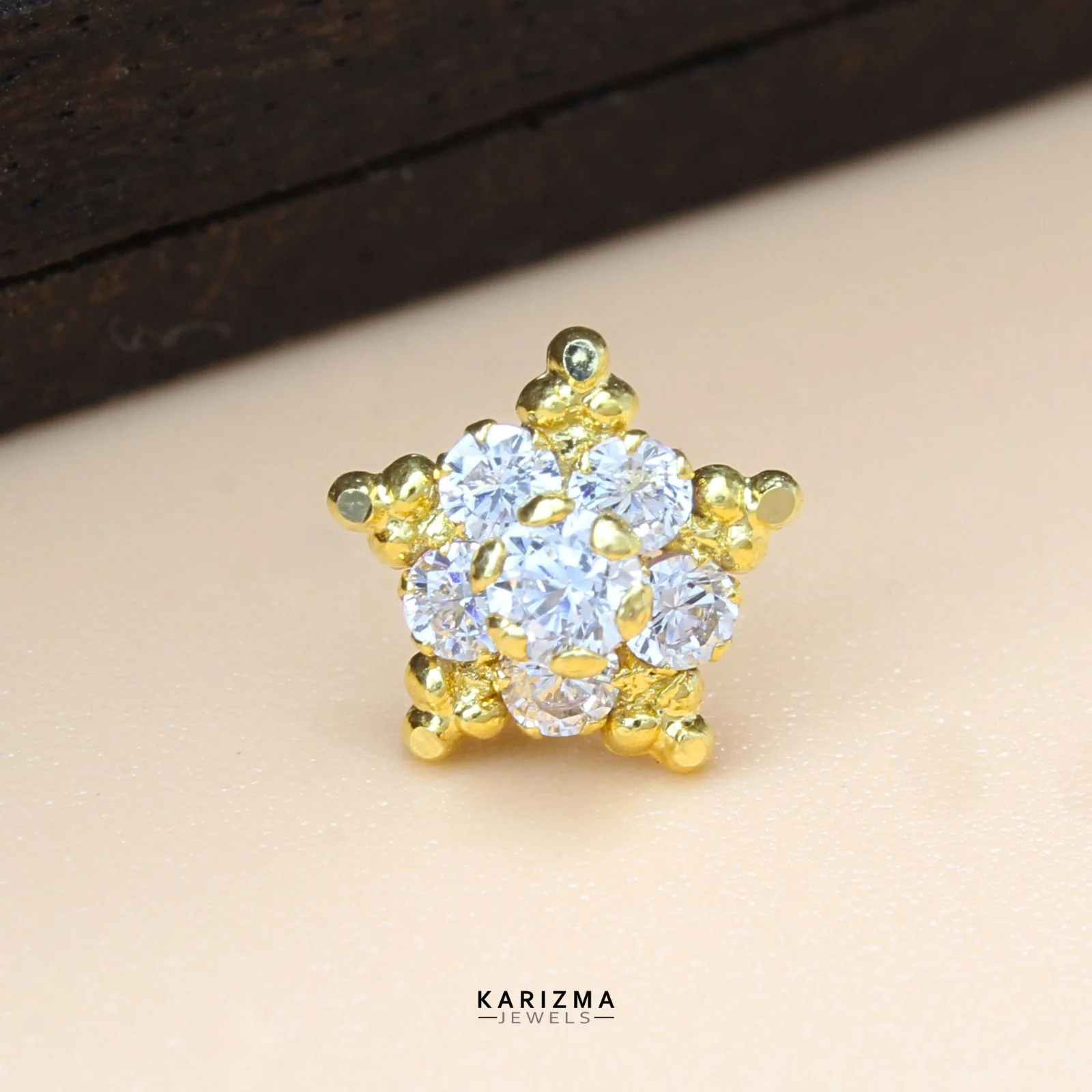 Amazing Star Style 18K Real Gold Indian Women CZ Nose stud nose ring Push Pin - Image 2