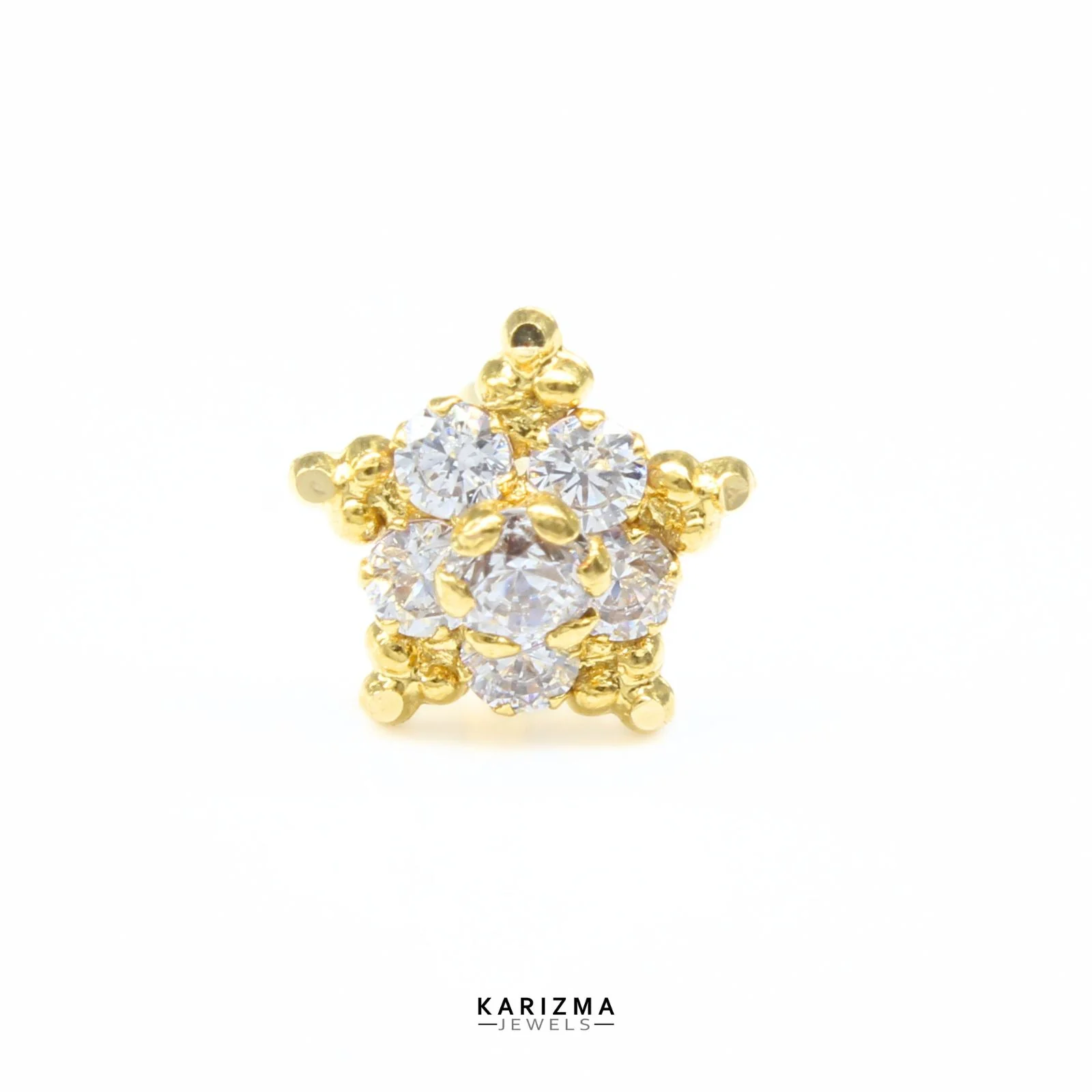 Amazing Star Style 18K Real Gold Indian Women CZ Nose stud nose ring Push Pin - Image 3