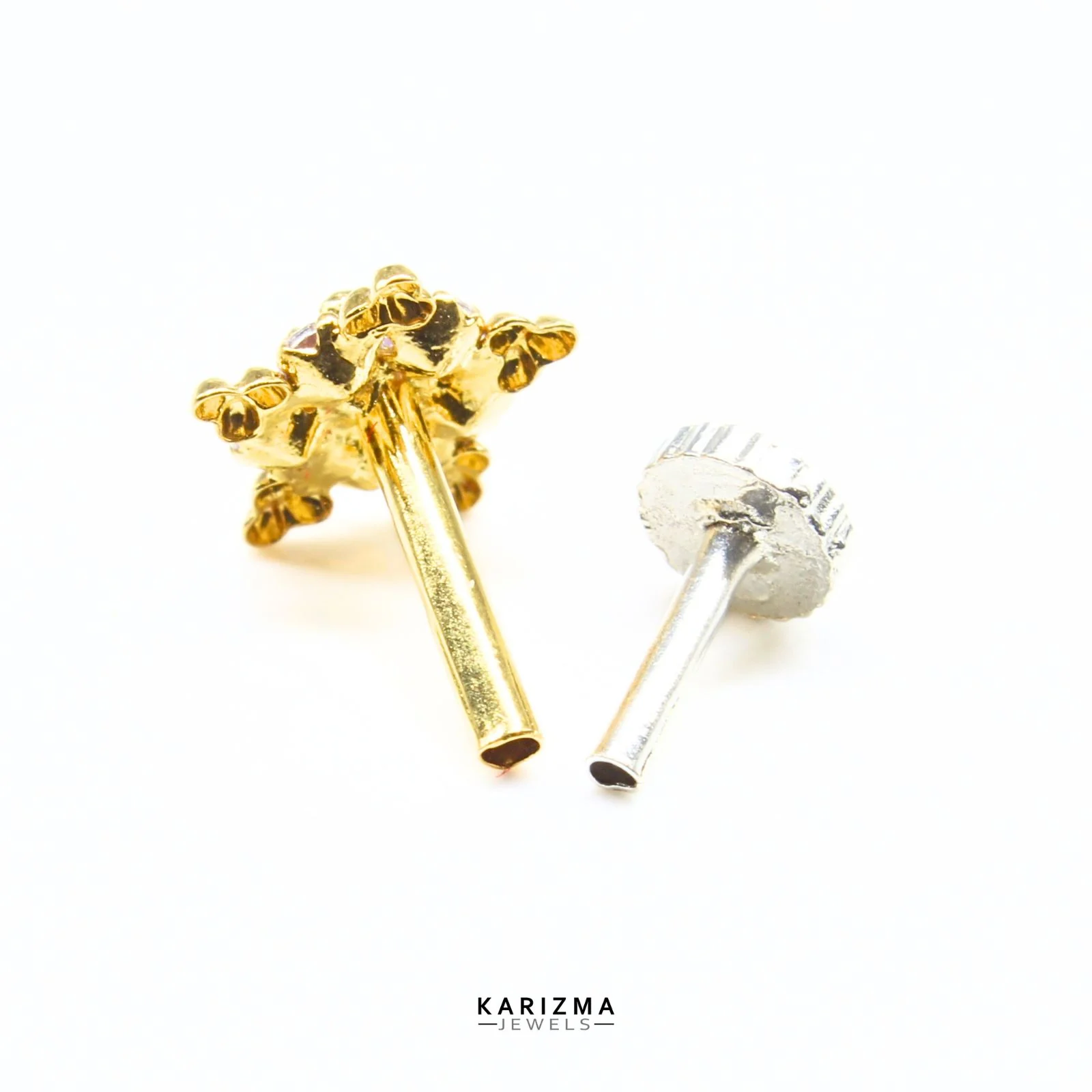 Amazing Star Style 18K Real Gold Indian Women CZ Nose stud nose ring Push Pin - Image 4