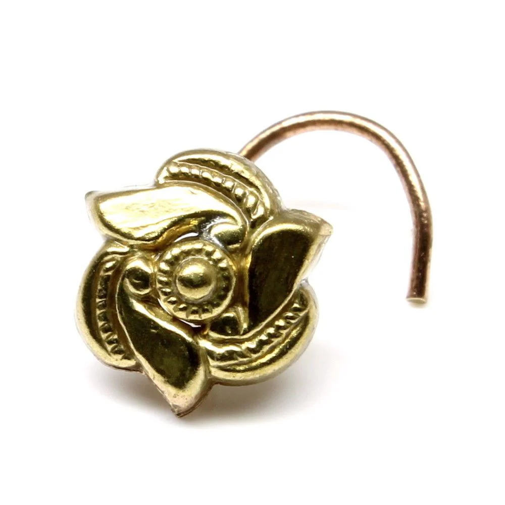 Antique brass flower nose stud - Image 2