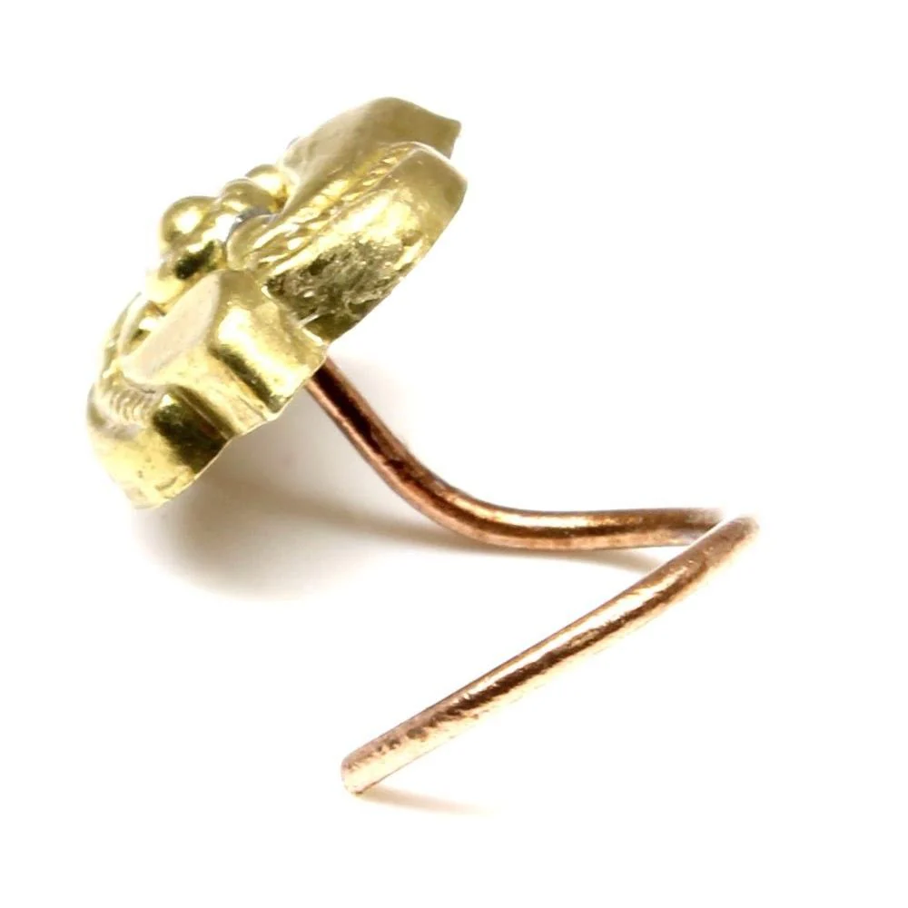 Antique brass flower nose stud - Image 3