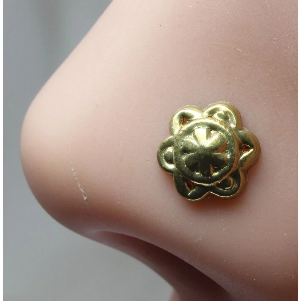Antique floral design nose stud - Image 2
