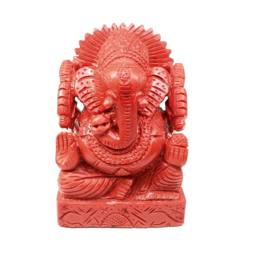 Authentic Coral Ganpati Statue Idol Religious