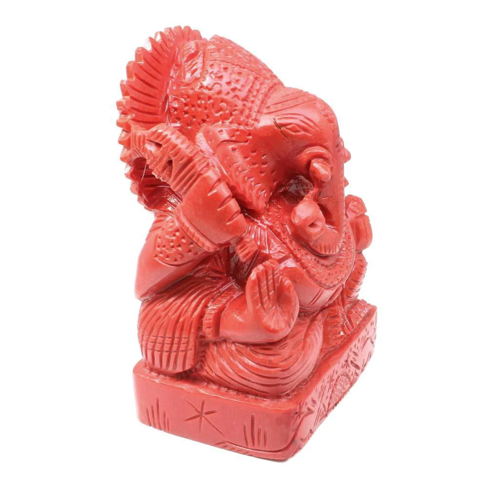Authentic Coral Ganpati Statue Idol Religious - Image 2