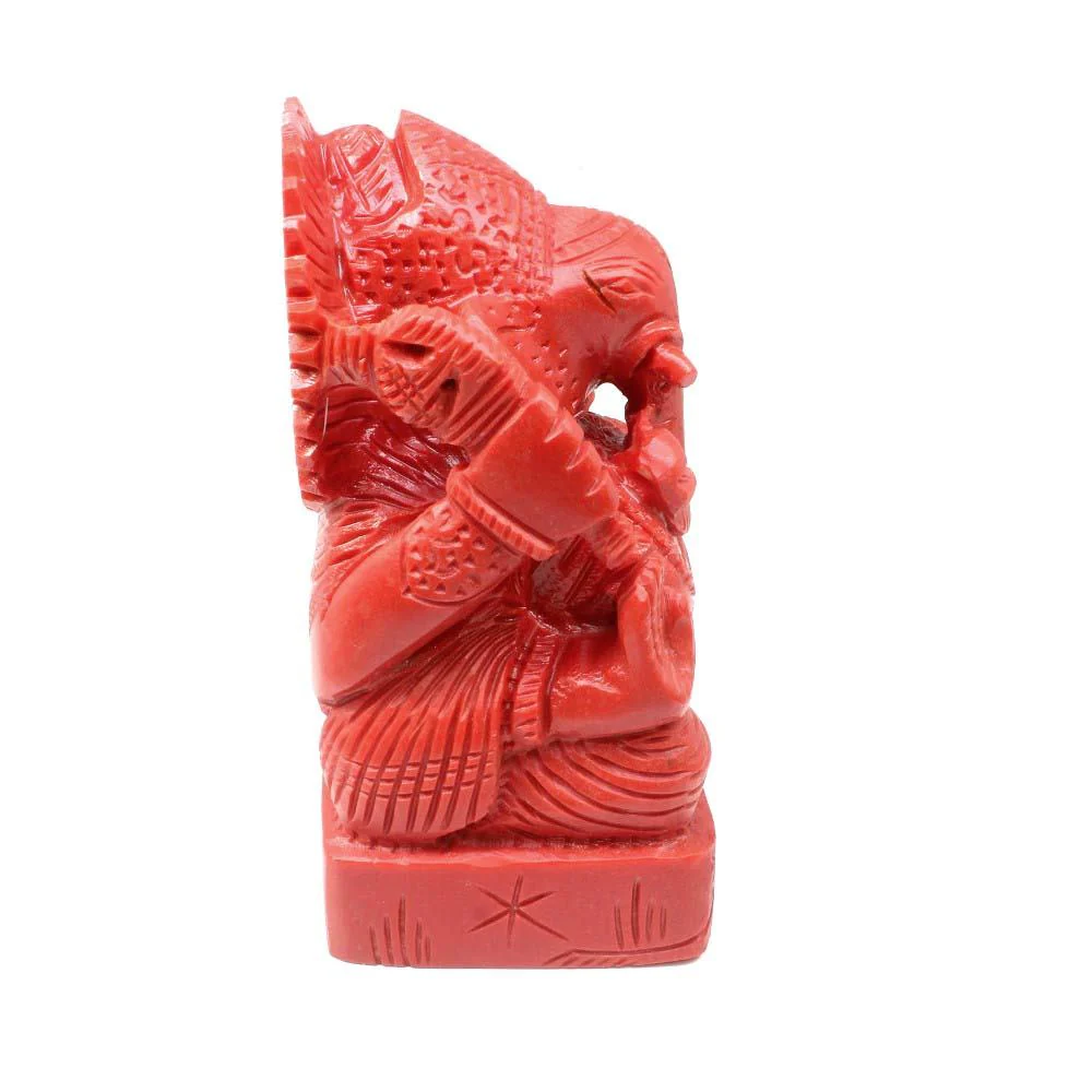 Authentic Coral Ganpati Statue Idol Religious - Image 3