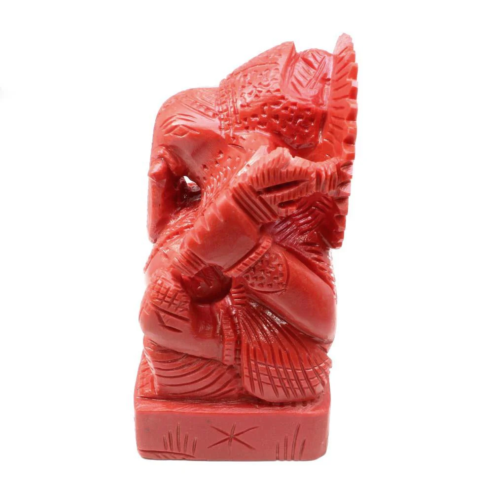 Authentic Coral Ganpati Statue Idol Religious - Image 5