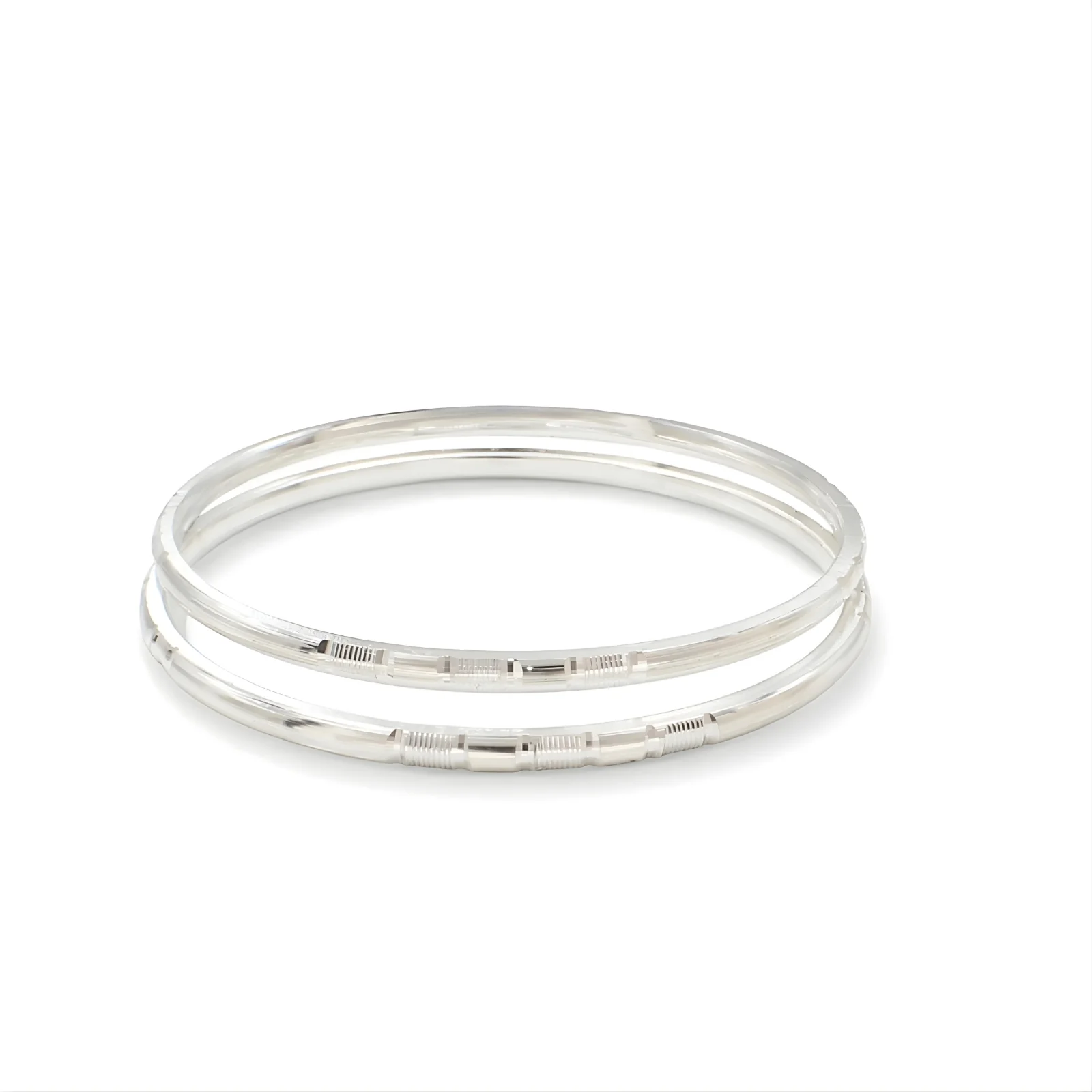 Beautiful 999 Pure Silver Women/Girls Bangles Bracelet (Kangan) Pair - 5.7 CM - Image 3