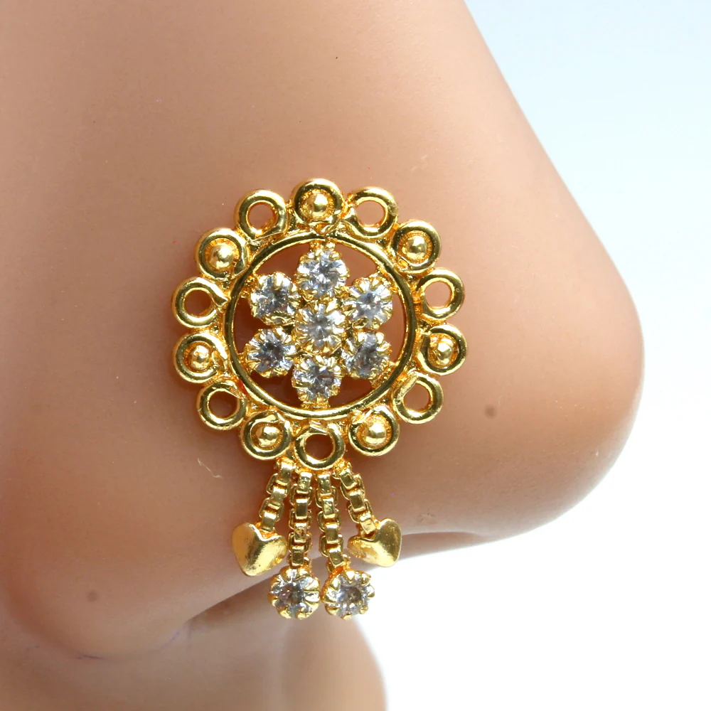 Big statement dangling CZ nose pin