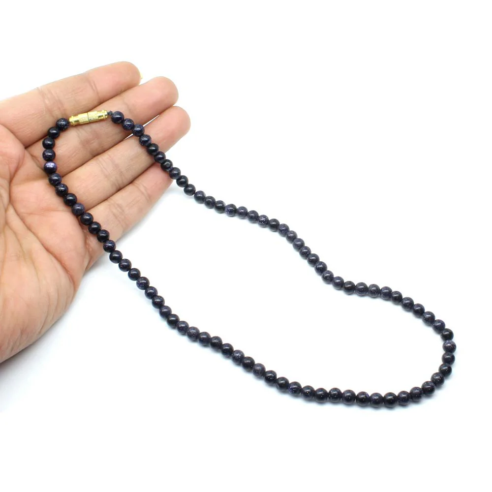 Blue sunstone 5.2 mm beads single line Necklace 16" - Image 3